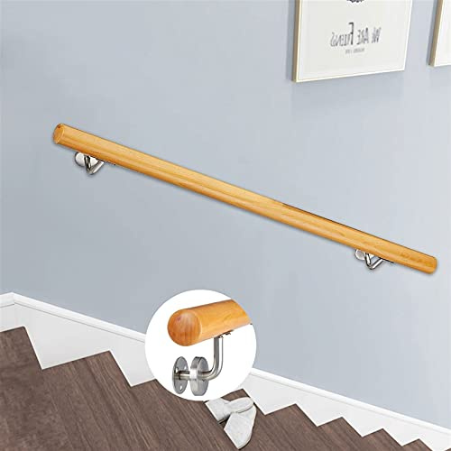 TONZN Pasamanos de madera, barandilla de escalera para interior y exterior, montado en la pared, pasamanos para el hogar, pasamanos, antideslizante, kit de barandilla de porche (tamaño: 150 cm) ()