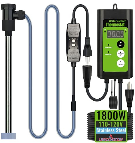 LINGLONGTEMP 1800W Submersible Hot Tub & Pool Portable Immersion Water Heater with Temperature Control and GFCI Leakage Protection for Swimming Pools, Bathtubs, Buckets, Baptistries, and Most Liquids