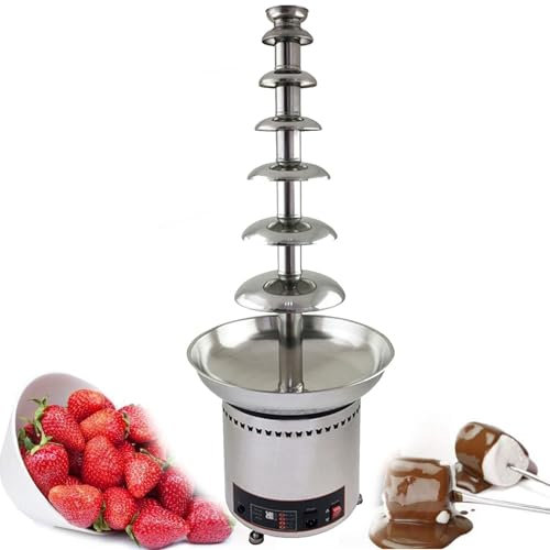 Fontaine à Fondue au Chocolat Fontaine À Chocolat Électrique À 4/5/6/7 Niveaux, Machine À Fondue en Cascade en Acier Inoxydable De Qualité Alimentaire for Mariage, Anniversaire, Noël(7Tier)