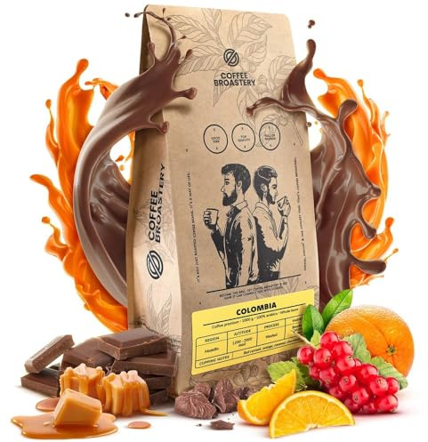 Coffee Broastery - Café en Grains Colombia Medellin 1kg - Andes - Arabica de Spécialité Torréfié - Notes de Chocolat, Caramel, Groseille et Orange - Idéal pour Machine à Expresso et Café Filtre