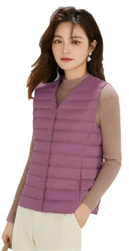 Doudoune légère pour femme, gilet fin, sans manches, fuchsia, taille S, fuchsia, S
