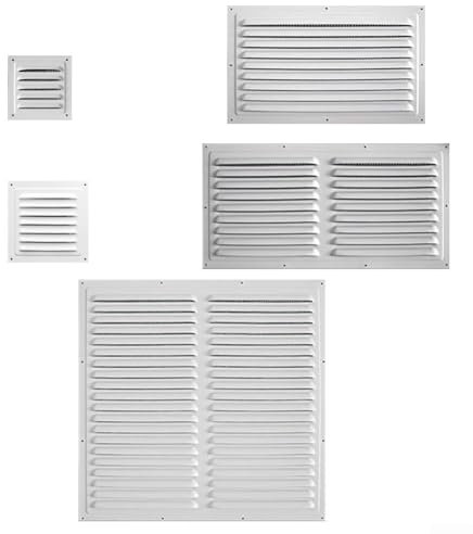 Weiße Aluminium-Lüftungsabdeckung für einfache Montage an Wänden und Decken (400 x 400 mm)
