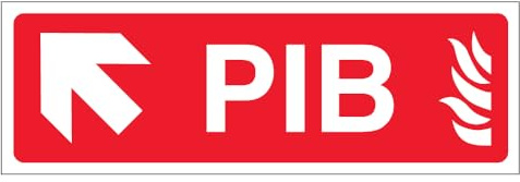 V Safety PIB Hinweisschild mit Pfeil nach oben/links, 450 x 150 mm, 3 mm, Aluminium-Verbundwerkstoff, für Infomationsbox