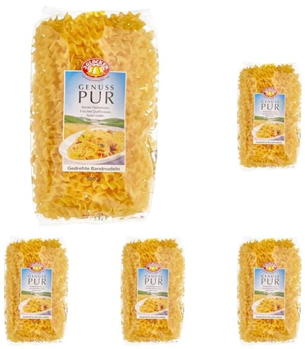 3 Glocken Genuss Pur Gedrehte Bandnudeln, 500g (Packung mit 5)