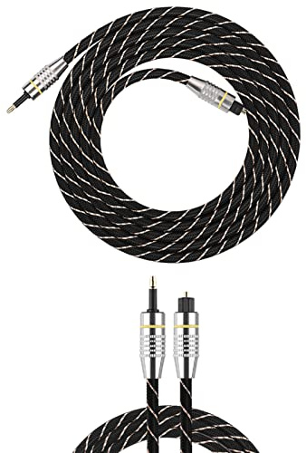 Cavo Audio Ottico, Cavo Audio Digitale in Fibra Ottica da 3,5 Mm Splitter Audio Ottico Cavo Audio Ottico Digitale con Connettore SPDIF Placcato Oro Rotondo per HDTV Home Teather