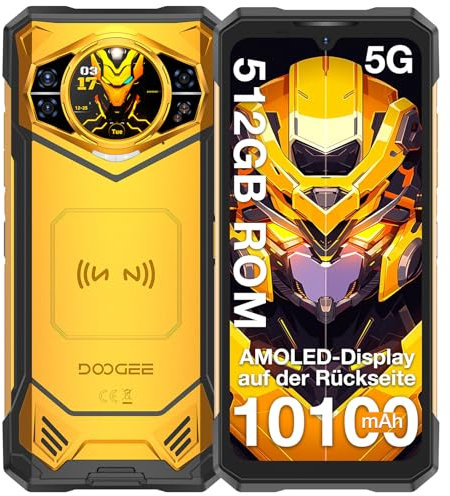 DOOGEE S200 X 5G Outdoor Handy Ohne Vertrag Android 14, 32GB + 512GB DDR5 Outdoor Smartphone, 10100mAh, 6.72 Zoll FHD+ 120Hz, 100MP + 1.32” AMOLED Rückseitiger Bildschirm, IP68/69K/NFC/WiFi 6/Face ID