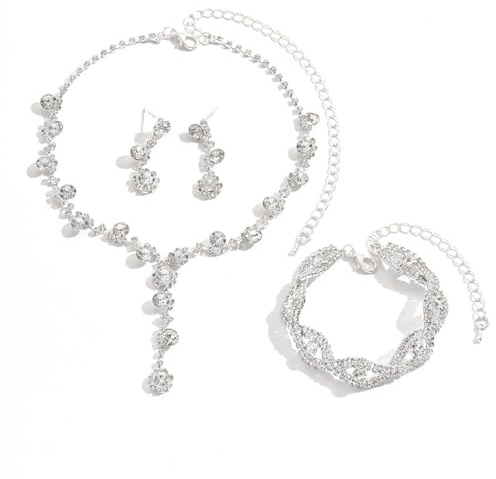 FFWTPY 3 Piece Jewellery Set Collar Pendiente Pulsera Set Fina Artesanía para la Boda y la Cena Regalo de Cumpleaños