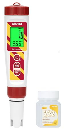GIDIGI Digital Pool Water Tester, 6 in 1 Salt Tester for Saltwater Pool with Calibration Kits, High Accuracy Salinity pH ORP EC and TDS Meter for Aquarium Hot Tub