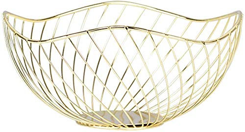 Fruit Basket - Metal Fruit Basket, Bread Snack Storage Basket, Iron Fruit Basket Vegetable Basket Drainer Basket for Home Living Room Snack Fruit Plate-Rose Gold