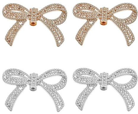 GTYHH 2 Pares De Clips Para Zapatos Con Lazo Para Mujer, Clips Para Zapatos Con Purpurina, Lazos De Tacón Alto, Clips Para Zapatos Con Lazo De Diamantes, Accesorios Para Zapatos De Fiesta Para Mujer