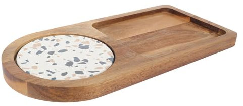 Cabilock Bandeja De Madera Japonesa para Alimentos Plato De Pan y Postres Diseño Retro De Acacia para Frutas y Aperitivos