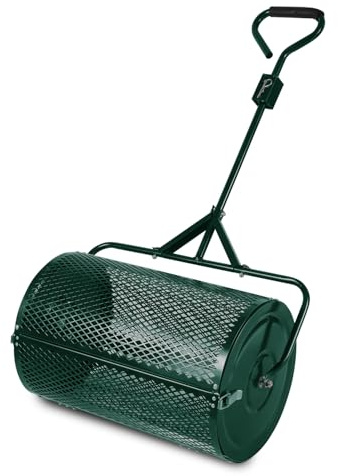 Hebitod Épandeur de compost - Épandeur d'engrais pour pelouse - Épandeur de jardin pour engrais - 75 l - Composteur en métal - Avec panier en maille - Entretien de la pelouse multi-usages (vert)