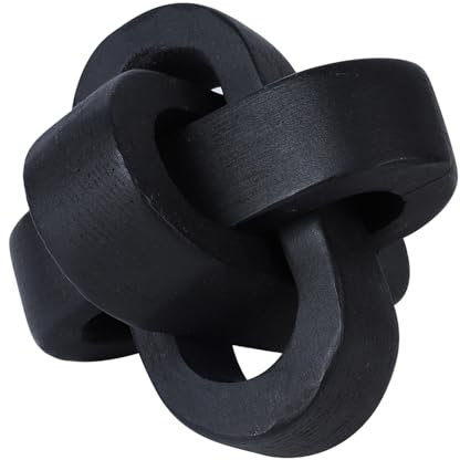 yehapp 11cm Wood Knot Chain Link Decor, Boho Wood Chain Home Decor, Decorative Wooden Links Knots for Coffee Table, Entryway, Modern Farmhouse, Shelf Decoration (Black)