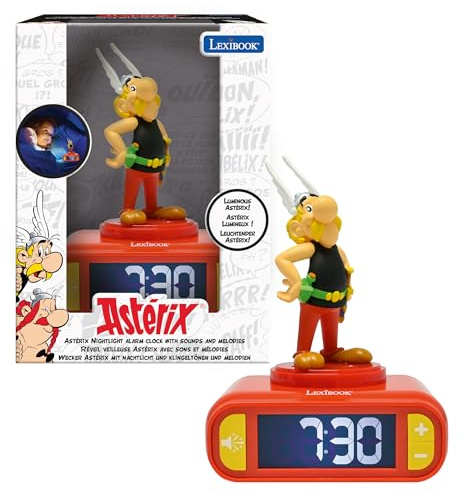 Lexibook, Asterix, Asterix väckarklocka med nattljus, ljud och melodier, bakgrundsbelyst LCD-skärm, självlysande, snooze, RL800AX2
