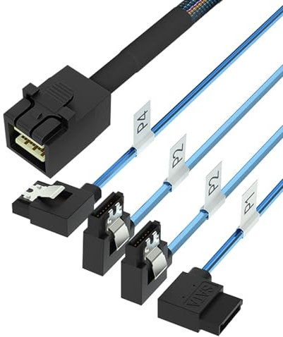 Buacoz SFF-8643 to 4X SATA 90-Degree Right-Angle Adapter Cable - 0.5M/1.64FT Internal HD Mini SAS Connector for HDD/SSD Data Transfer (Server/Storage)