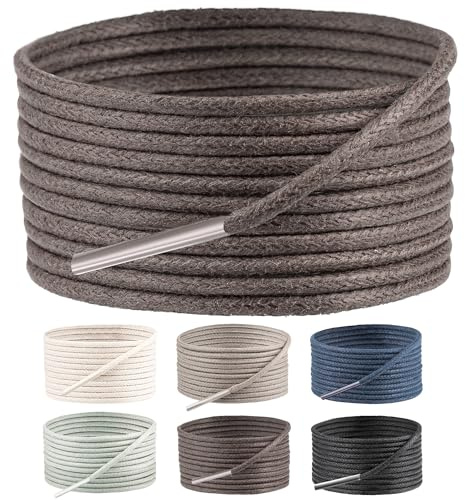SULPO slitstarka skosnören – runda oxfrod-skosnören – vaxade skosnören för företag, läder och kostymskor – 75–160 cm – Ø 3,5 mm