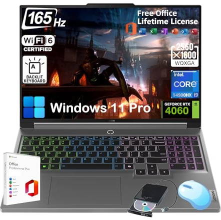 Lenovo Legion pro 5i Gaming Laptop - w/Office 2024 Lifetime • Intel 24-Core i9-14900HX • 16 WQXGA Display • GeForce RTX 4060 • Backlit KB • Win 11 Pro & External DVD Drive (64GB DDR5 RAM | 1TB SSD)