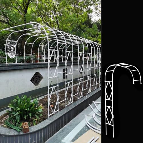 Metal Arceau à Rosiers Demi-côté, Arche de Jardin pour Plantes Grimpantes Conception Stable et Durable Treillis de Support Demi-Arc pour intérieur/extérieur Arche de Mariage décoration de fête(White,0
