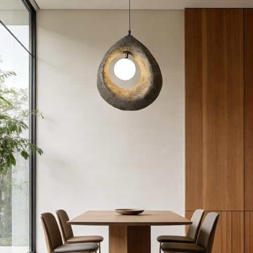 Trutipon Moderne Pendelleuchte Esstisch E27 Hochverstellbare Kreative Design Deckenlampe Wabi Sabi Retro-Stil Schlafzimmer Wohnzimmer Esszimmer Küche Insel Deckenbeleuchtung 35cm