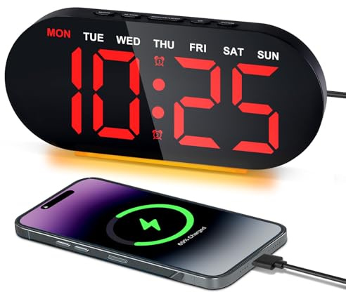 Foyucool Sveglia Digitale, Orologio da Comodino con Display LED 7 Pollici