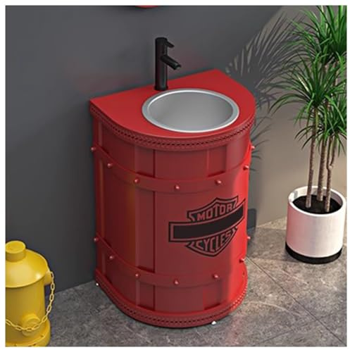 ZTGL Meuble-lavabo de Salle de Bains 58x47x85cm, Meuble de Toilette WC avec Lavabo, Lave Mains Colonne Vasque sur Pied, Industriel Lavabo à Poser Meuble Salle de Bain avec Vasque F, Without Mirror