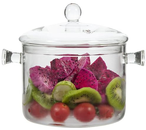 Glass Cooking Pots,1.5L/50OZ Heat Resistant Glass Saucepan with Cover, Pots for Cooking on Stove Simmer Pot for Stovetop Potpourri, Ideal for Pasta, Soup, Milk (1.5L/50OZ)