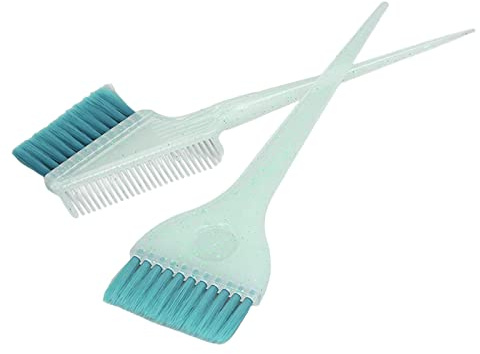 per 2 pezzi per la spazzola a doppio lato tintura per tintura di pettine che evidenzia l'applicatore a pennello per di nylon morbido con maniglia glitter (Verde)