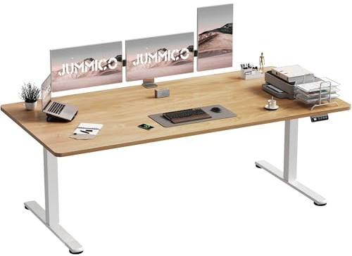 JUMMICO Höhenverstellbar Schreibtisch 180 x 80 cm Standing Desk Elektrischer Schreibtisch Höhenverstellbar mit Memory-Funktion,Beige