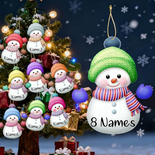 8 Stück Personalisierter Schneemann-Anhänger mit Namen - baumschmuck Weihnachten， Weihnachtsdekoration 2025 - personalisierte