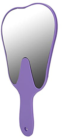 Shipenophy Spiegel, Niedlicher Zahnförmiger Handspiegel für die Orale Beobachtung, mit Transparenter Schutzfolie, Mini-Größe, 3 Farben, PC-Material, 25 X 13,5 Cm (Lila)