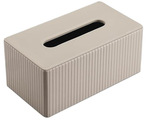 Scatola Porta Fazzoletti,Rettangolare Fazzoletti Box,Porta Fazzoletti in Pelle,per Tessuti Viso, Tovaglioli,Perfetta per Bagno,Scrivania,Vanità,Camera da Letto,Comodini (Bianco Crema)