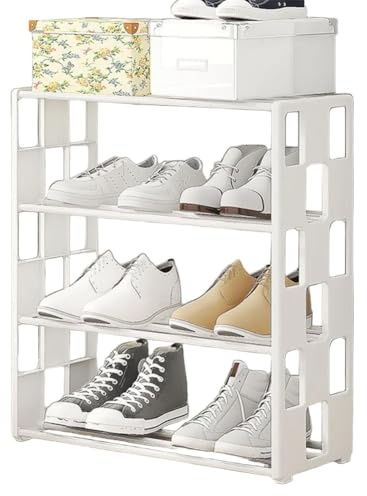 Homeponnew Schuhregal mit staubdichtem Schrank, Metallgitter, Schuh-Organizer für Schlafzimmer und Flur, Weiß (Weiß)