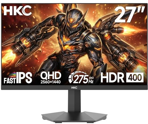 HKC 27 inch Gaming Monitor,QHD 2560x1440p,Fast IPS, 260Hz Up to 275Hz,1ms,HDR400,95% DCI-P3,Adaptive Sync,Eye Care,HDMI 2.0 & DP 1.4, 100x100mm, G27H4D