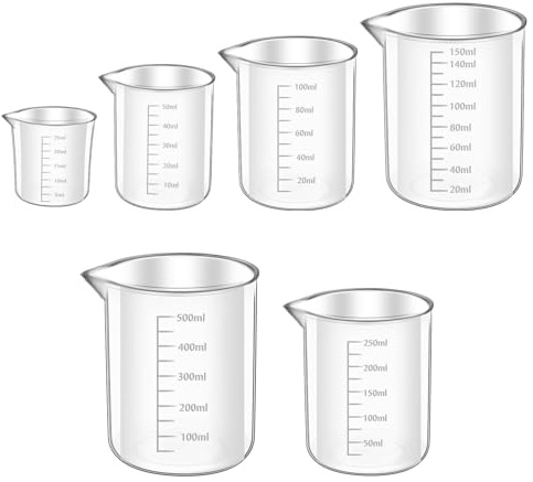 Vaso Medidor Plástico,6 PCS Set 25-500ml Jarra Medidora Cocina,Medidor con Escala para Líquidos y Detergente,para Laboratorio Cocina Detergente