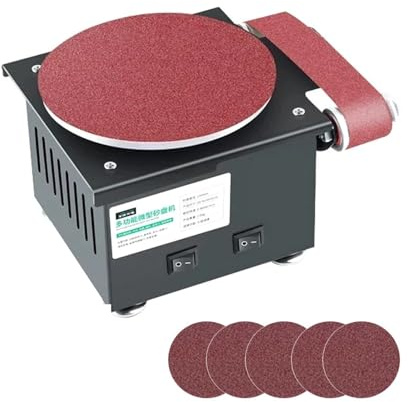 Mini levigatrice a disco da banco, carta vetrata, adesivo, smerigliatrice tavolo, macchina for levigatura ad alta velocità fai te, affilatrice for coltelli, lucidatrice Per uso fai da te(A)