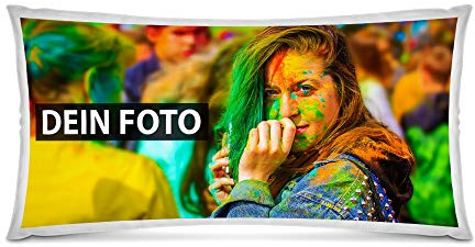 Tassendruck Foto-Kissen XXL Selbst gestalten (80 x 40 cm) - mit Foto individuell Bedruckt - Weiß - 100% Polyester/Inkl. Kissenfüllung/Personalisierte Geschenk-Idee/Kopfkissen mit eigenem Foto