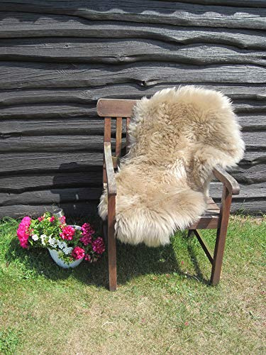 Felltrade Merino Schaffell Lammfell Fell echt gefärbt groß, Hellbraun, ökologische Gerbung (130-140 cm)