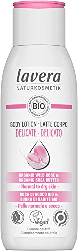 lavera Body Lotion Delicate - Organic Wild Rose and Shea Butter - Intensive Care for Dry Skin, Floral Aroma - Vegan, PETA Certified - Organic (1 x 200ml)