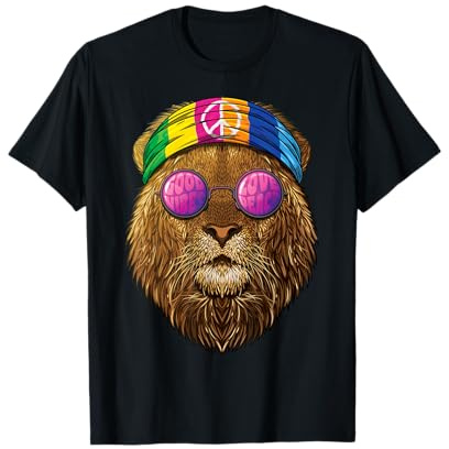 Hippie Löwe Liebe Friedenszeichen 70er Jahre Hippie Großer T-Shirt