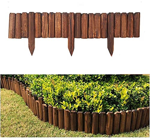 Gartenzaun, Verkohlung Holzzauneinfassungen Faltbar und gebogen Flexibler dekorativer Rand Holzpfähle Leitplanke Für Rasenkanten, Pflanzgefäße oder Gartenschnitte (Farbe : Braun, Größe : 60x120cm)