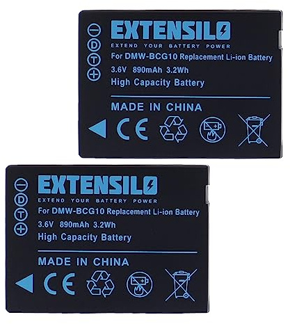 EXTENSILO 2X Batteries Compatible avec Panasonic Lumix DMC-TZ22 | DMC-TZ25, DMC-TZ30 appareil photo, reflex numérique (890mAh, 3,6V, Li-ion)