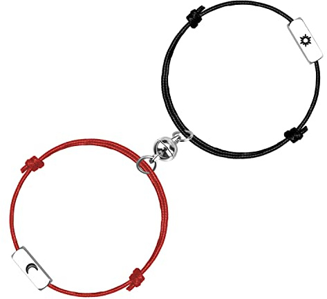 Malihome Handgefertigtes Seil geflochten magnetische gegenseitige Anziehung paar passende Armbänder Sonne und Mond Beziehung Schmuck Geschenk für Freund Freundin Ihn Her