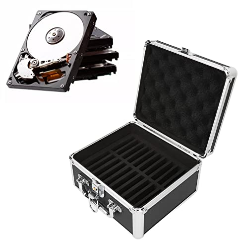 Caja de Protección para Disco Duro, Caja de Almacenamiento para Disco Duro de 20 Bahías, Maleta, Estuche Impermeable para Disco Duro con Bloqueo de Seguridad para Disco Duro de 2,5 Pulgadas, Negro