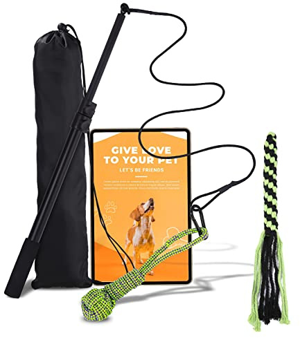 JOFLVA Flirtstock für Hunde, Teaser-Hund, ausziehbarer Teaserstab, interaktives Outdoor-Spielzeug, für kleine mittelgroße Hunde, Training, Spielübung.