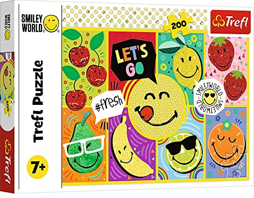 Trefl - Smiley World, Fröhlich Smiley - Puzzle 200 Teile - Lächeln, Emotionen, Bunte Puzzles mit Obst, kreative Unterhaltung, Spaß für Kinder ab 7 Jahren