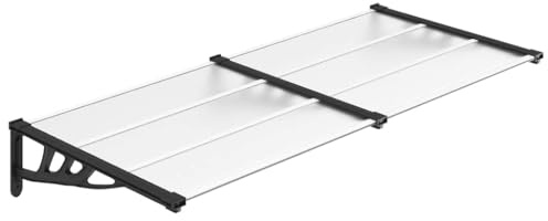 vidaXL Türvordach Überdachung Haustür Pultvordach Türdach Haustürvordach Haustürdach Vordach Regenschutz Schwarz Transparent 199x90cm Polycarbonat