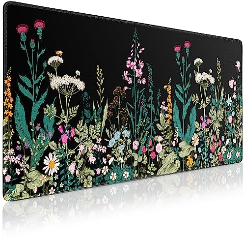 Acezeek Mouse Mat, Large Desk Mat|Gaming Mouse Pad, 900X400mm XXL Mousepad | Acezeek Desk Protector Mat with Anti-Slip Base,Waterproof&Durable Mousemat for Gaming,Office,Home(Flowers & Plants)