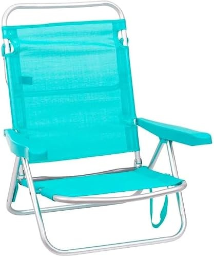 Creaciones Llopis ARW Silla de Playa Plegable y reclinable 4 Posiciones, Medidas 80x62x50, Material: Aluminio, Resistente, Peso máximo soportado 100kg Varios Modelos y Colores. (Turquesa)