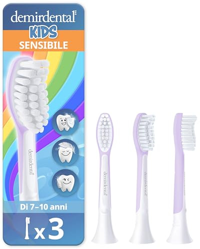 3 delar demirdental for Kids borste lämplig för Philips Sonicare soniska tandborstar för barn från 7 år, HX6043 HX6044, lila