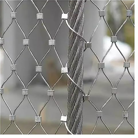 Edelstahl-Drahtseilnetz, hochgelegenes Anti-Fall-Mesh-Treppenhaus-Sicherheitszaun-Zookäfige, 1㎡-Schutznetz, strukturelle Stabilität/Schlagfestigkeit (Color : Dia2mm, Size : 10cm Mesh)